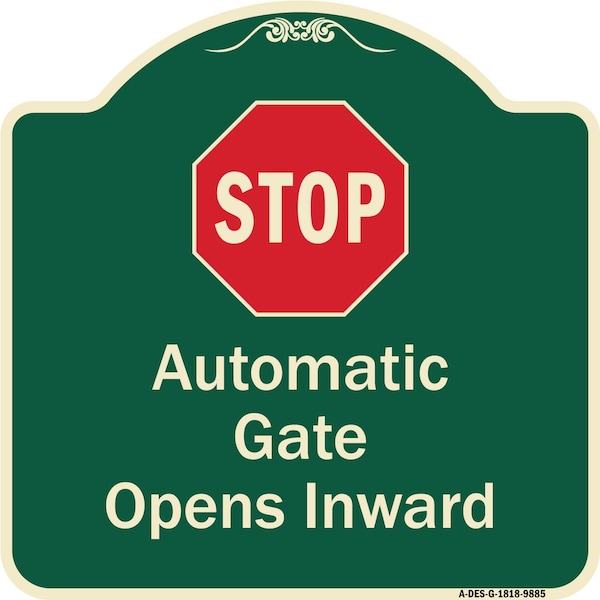 Designer Series-Stop Automatic Gate Opens Inward With Symbol, 18" x 18", G-1818-9885